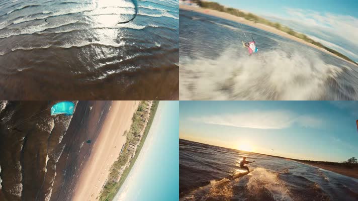 海边度假，海边运动，滑翔伞冲浪