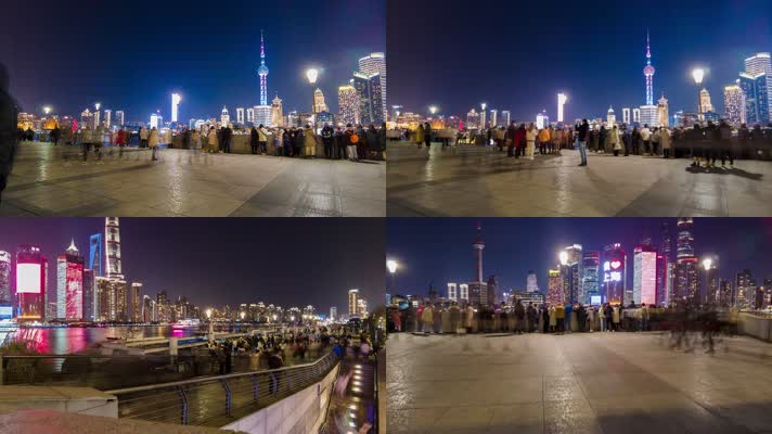 上海外滩人流4K实拍延时