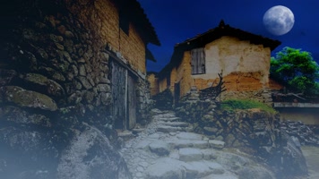 農村房屋場景-夜晚舞臺背景,其它舞臺背景下載,高清1920x1080視頻素材