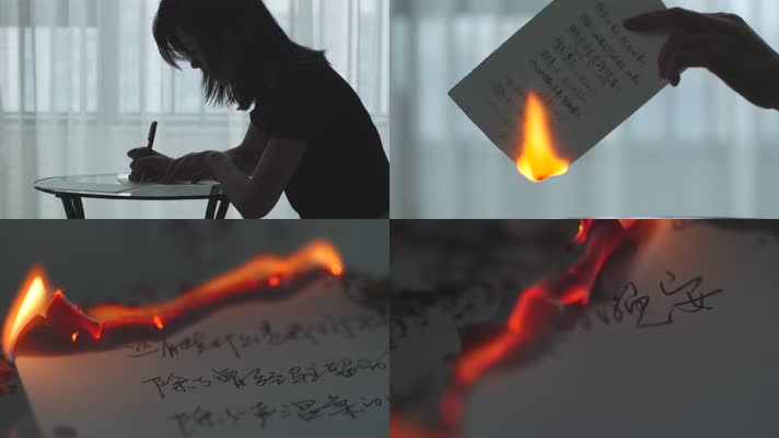 写信写日记烧毁信件燃烧失恋4k素材视频
