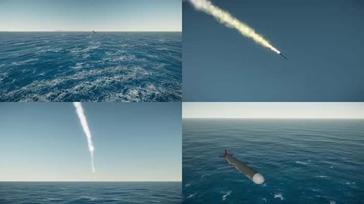 战争动画，潜艇发射导弹