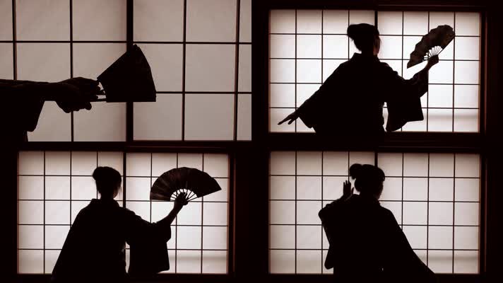 日本艺伎，美女和服，日本舞蹈跳舞