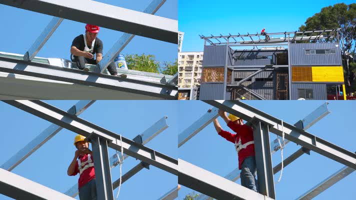 深圳建设，钢结构安装工人安全带防护