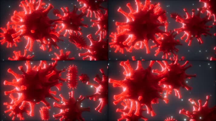新型冠状病毒肺炎显微镜微生物多个医学样本