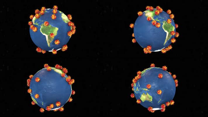 全球流行病新型冠状病毒包围感染地球仪