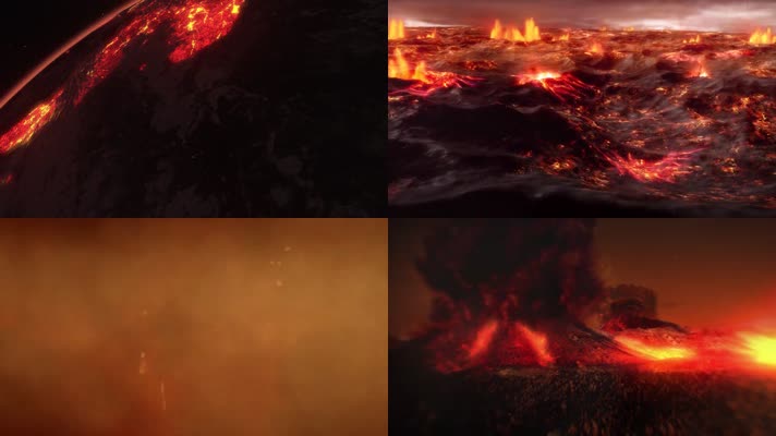 火山爆发岩浆流动