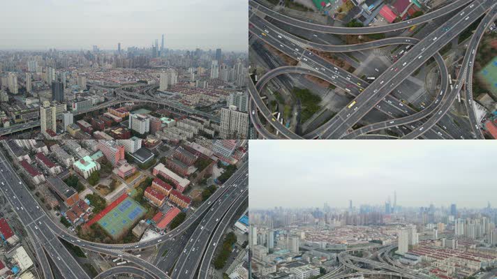 上海高架立交桥4K航拍原素材（4分钟）