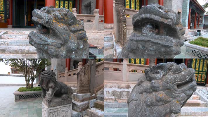 2.7k寺庙门口石狮子雕塑