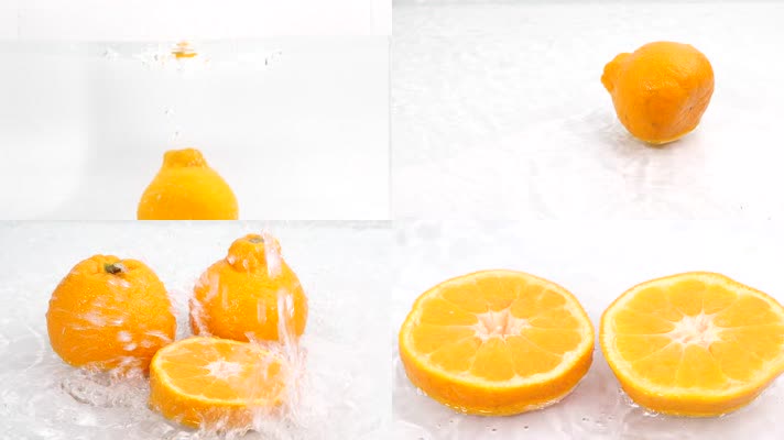 丑橘-桔子-橙子-桔子入水-4K创意视频