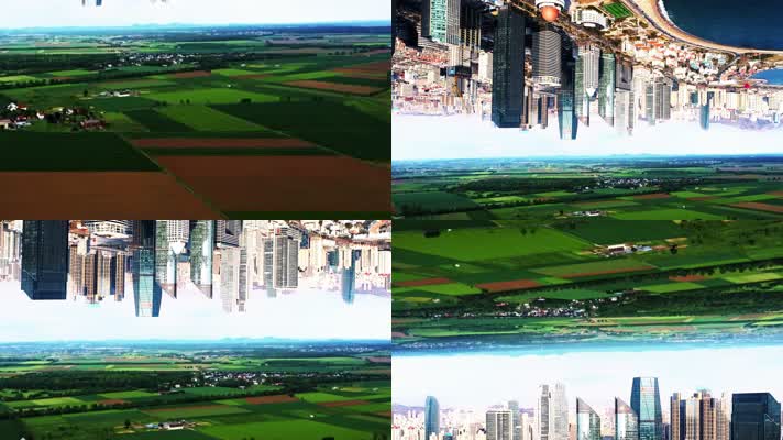 农田城市天翻地覆反转城市视频素材