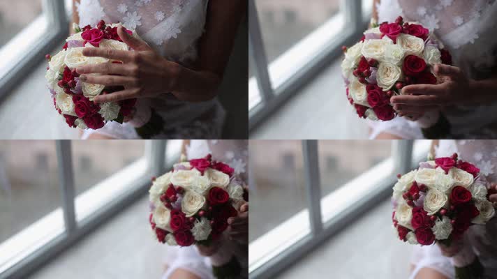 结婚婚礼，花束鲜花，手捧花幸福美好鲜花