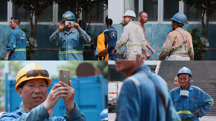 深圳造船厂好奇的员工手机拍摄
