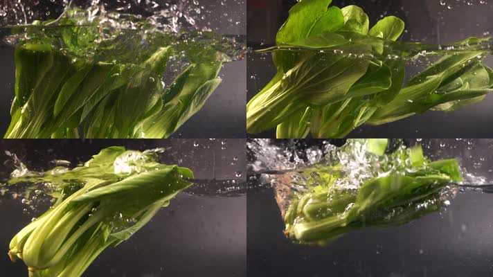 上海青落水-油菜掉下水升格拍摄-小青菜
