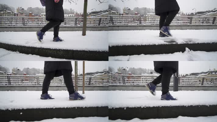 行人路人雪中行走走路空境升格