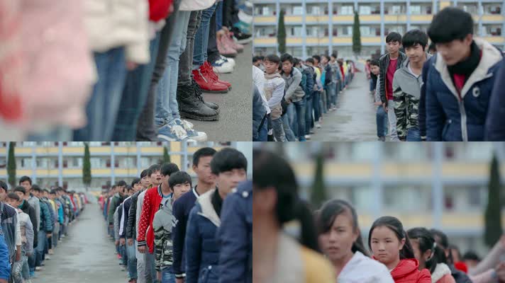 云南贵州四川贫困地区学校课间操人群队列