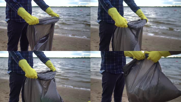 海洋垃圾，塑料污染，志愿者捡垃圾