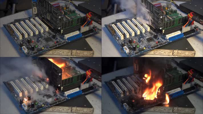 电脑起火，电源着火，火灾火场