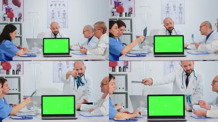 医生开会，医疗会议，电脑绿屏