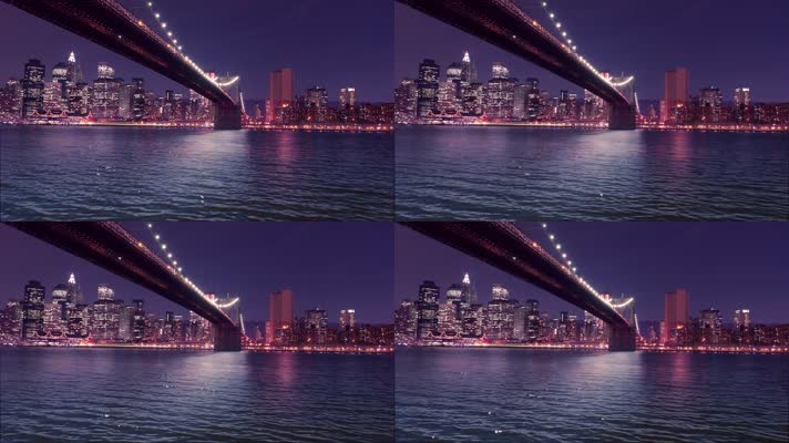美国城市夜景纽约大桥