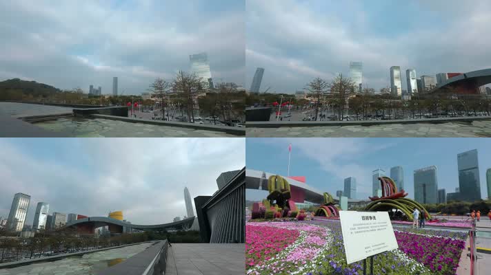 深圳市民中心广场附近的高楼和花坛