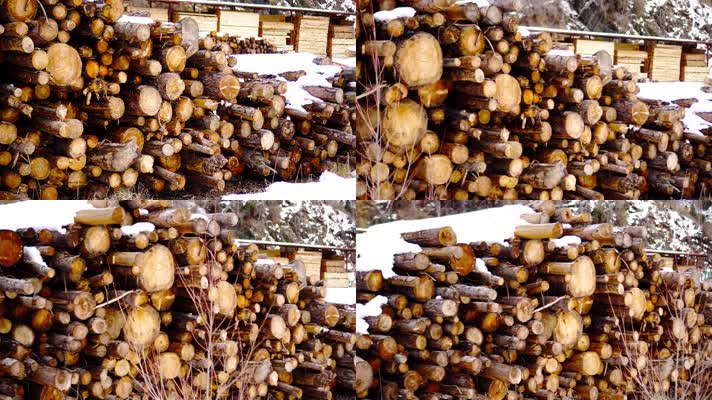 伐木，木头堆放