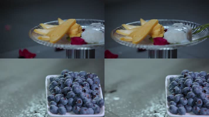 主食之后的水果拼盘蓝莓
