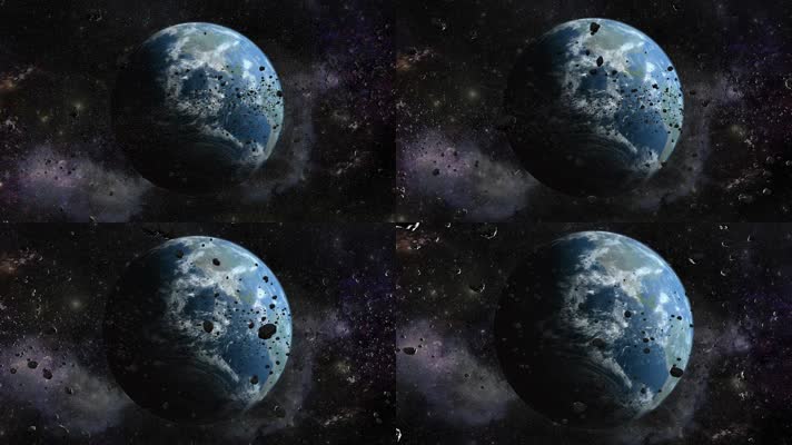 宇宙地球陨石缩放视频背景