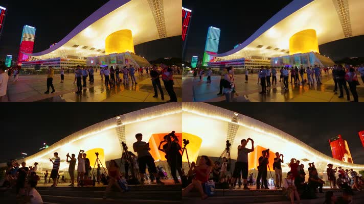深圳灯光秀视频市民中心广场夜色阑珊市民