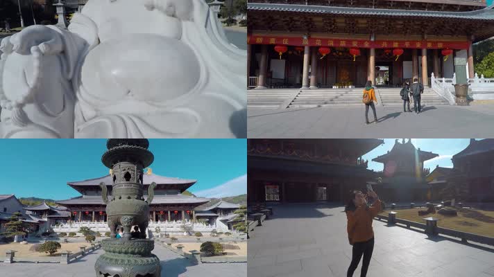 汉白玉大理石佛雕寺庙视频宗教旅游
