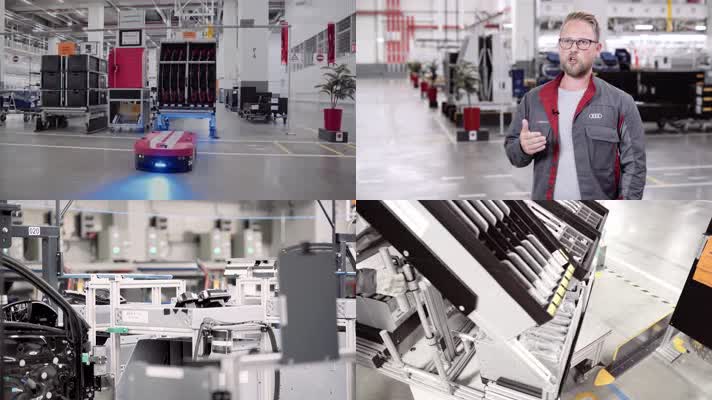 奥迪车厂，现代机器人，机械手臂