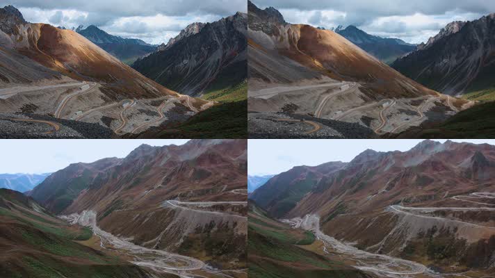西藏蜿蜒公路视频丙察察蜿蜒山路风光