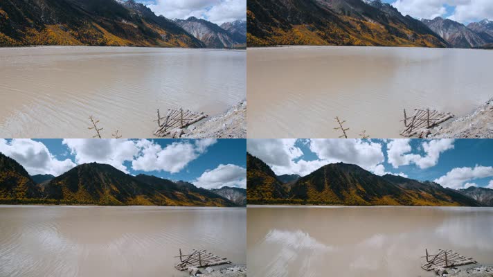 4k延时湖上光影视频西藏然乌湖山顶云雾变化