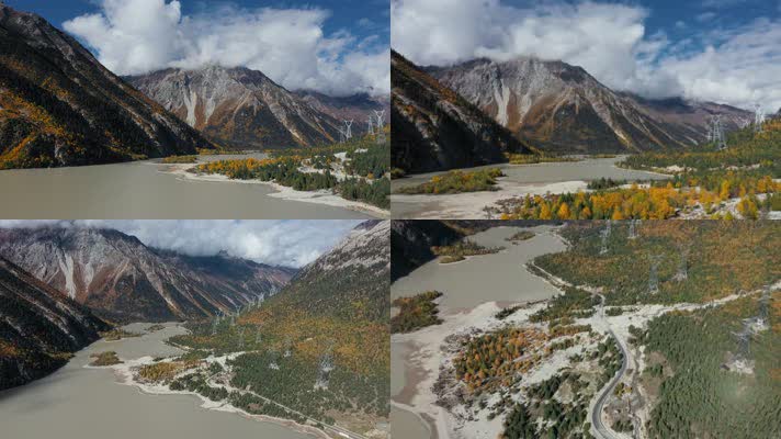4k西藏湖泊视频航拍高原藏区然乌湖瑞士风光