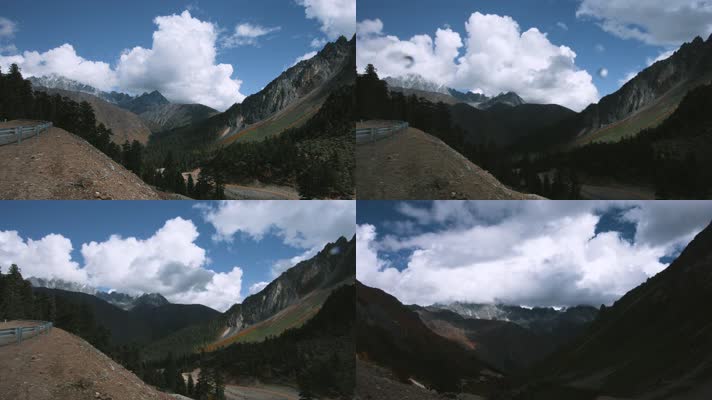 4k延时西藏大山视频丙察察蜿蜒山路光影变化