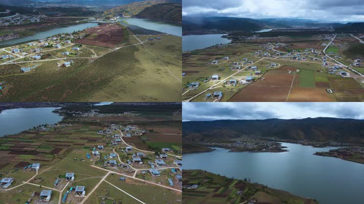 4k草原牧场视频香格里拉藏区藏族民房湖泊