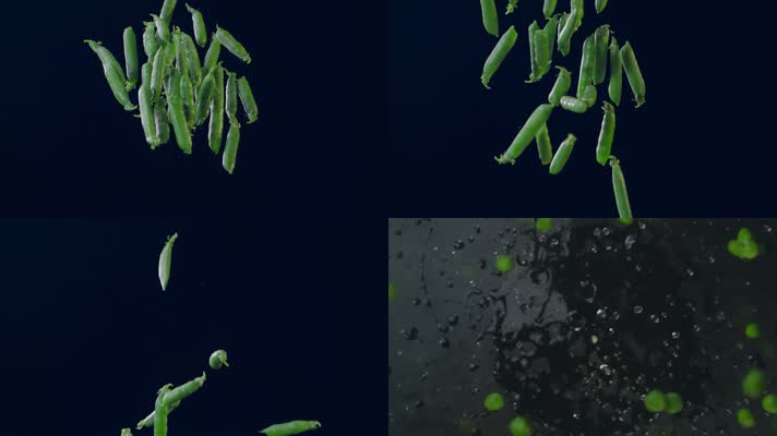 美食青豌豆视频慢镜头有机蔬菜水珠