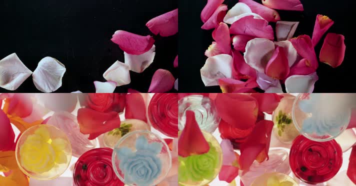 玫瑰花瓣视频慢镜头飘落的玫瑰花瓣鲜花香皂
