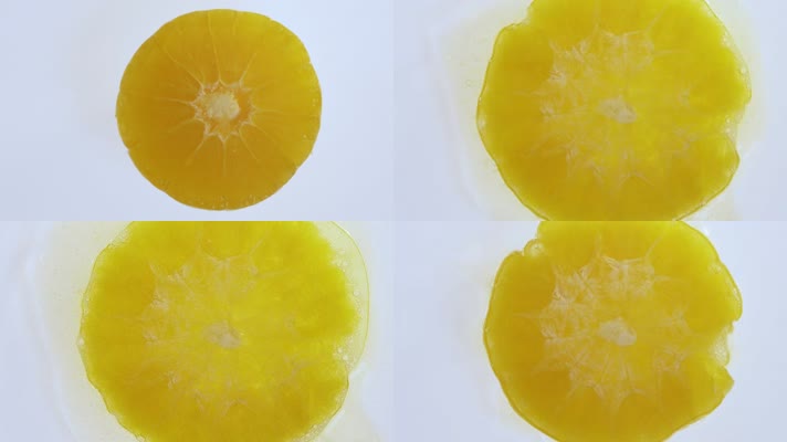 橙子果肉视频水果橙子压制果汁特写