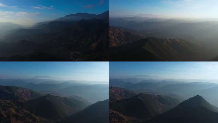 4k云南风光视频清晨薄雾笼罩中的层层山峦