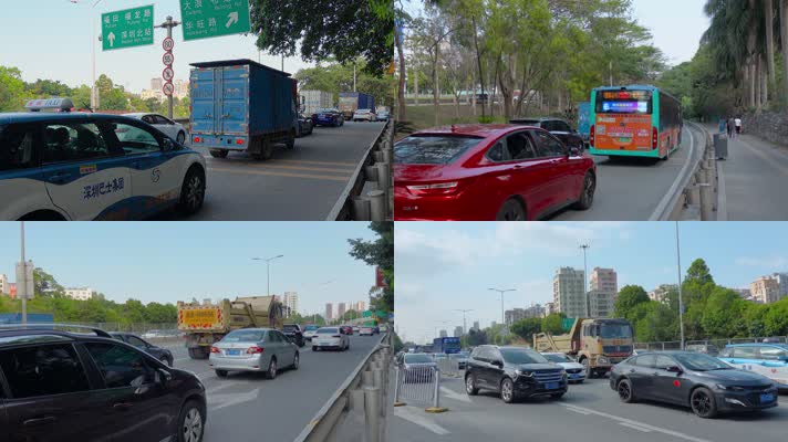 4k深圳道路街景视频拥挤的交通车流拥堵 