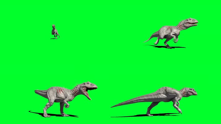 恐龙奔跑咆哮绿屏