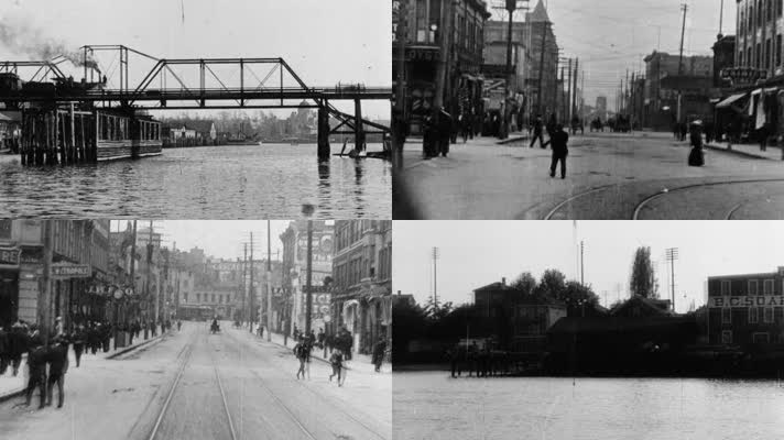 1907年温哥华-维多利亚大街-港口风光