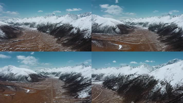 4k西藏风光视频延绵不绝的雪山雪峰山谷