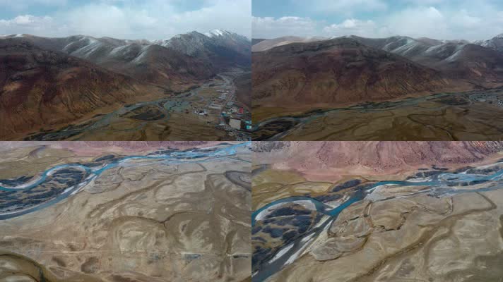 4k西藏风光视频高原雪山河流河道