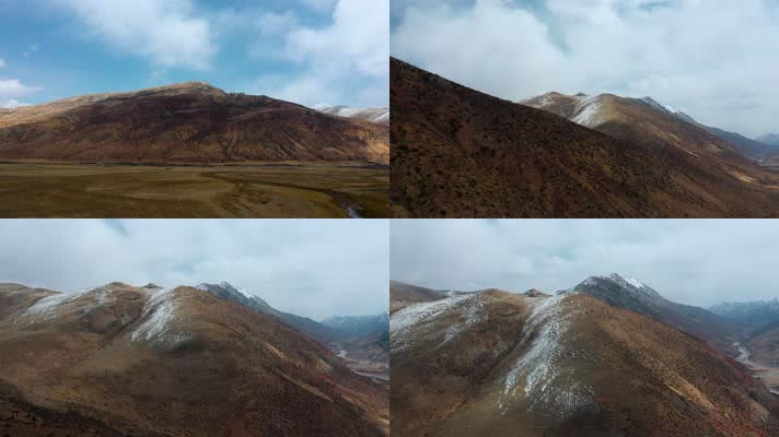 4k西藏风光视频延绵的高原雪山金黄草地雪峰