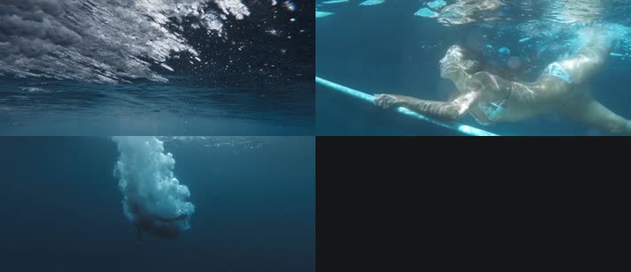 水下摄影 比基尼 冲浪板 水泡 深蓝 挣