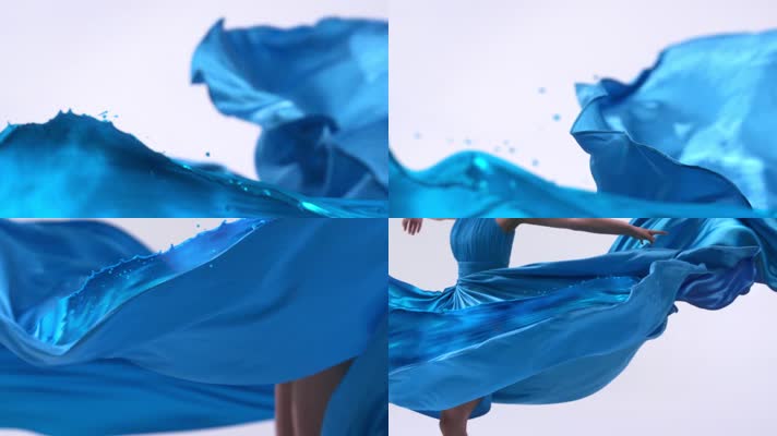 唯美 蓝色流体裙子 舞动 飘逸 文化 概