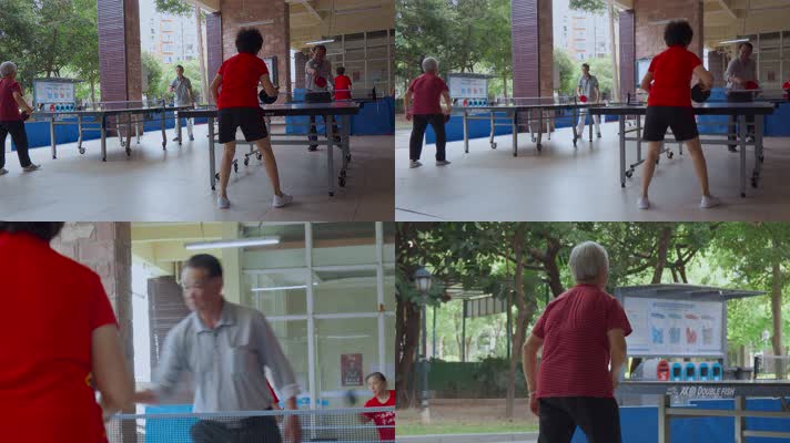 4k老年人打乒乓球视频锻炼身体的老年人