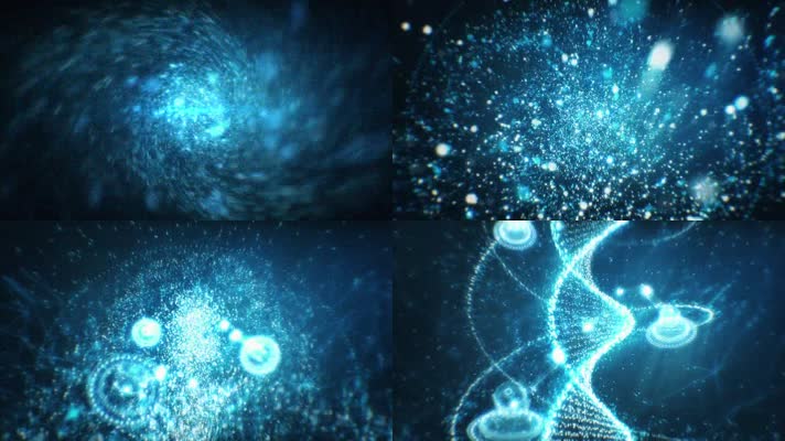 震撼粒子开场 蓝色粒子风暴 DNA链条 