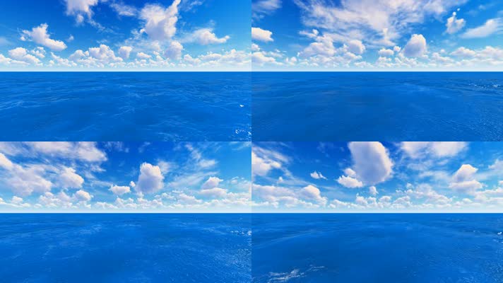 1080P-深色 蓝天白云大海